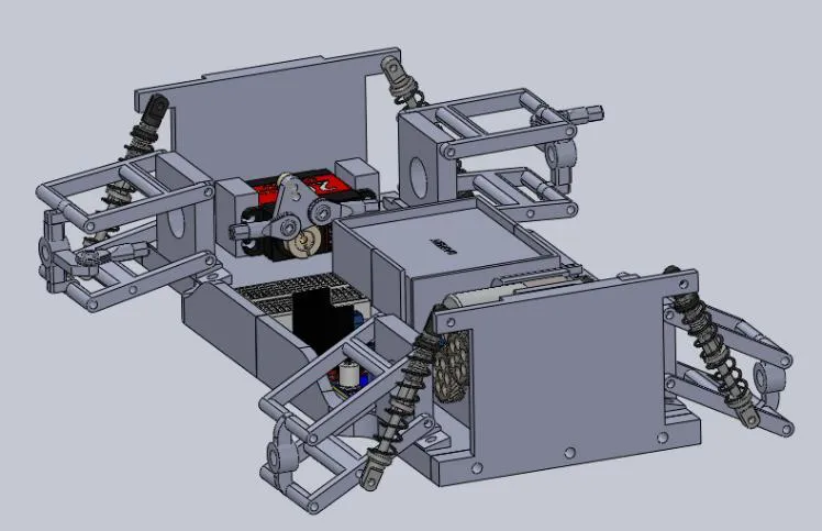 SolidWorks assembly of the full vehicle chassis and suspension